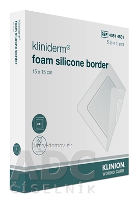 Kliniderm foam silicon border krytie penové silikónové sterilné 15 x 15 cm, 1x5 ks