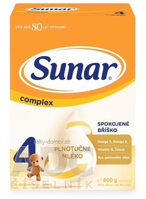 Sunar Complex 4 mliečna výživa (od ukonč. 24. mesiaca) 2x300 g (600 g)