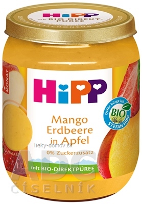 HiPP Príkrm BIO Jablko, mango a jahody ovocný (od ukonč. 5. mesiaca) 1x160 g