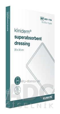 Kliniderm superabsorbent dressing krytie superabsorpčné sterilné 20 x 30 cm, 1x10 ks