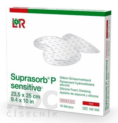 SUPRASORB P SENSITIVE silikónový penový obväz, Heel, (23,5x25 cm) 1x10 ks