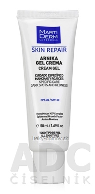 MartiDerm SKIN REPAIR ARNIKA CREAM GEL regeneračný gél-krém s ochranným faktorom SPF 30, pre všetky typy pleti 1x50 ml