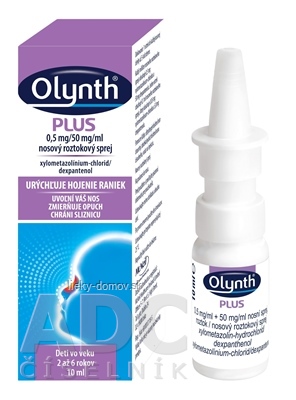 OLYNTH PLUS 0,5 mg/50 mg/ml nosový roztokový sprej aer nao (fľ.HDPE biela) 1x10 ml