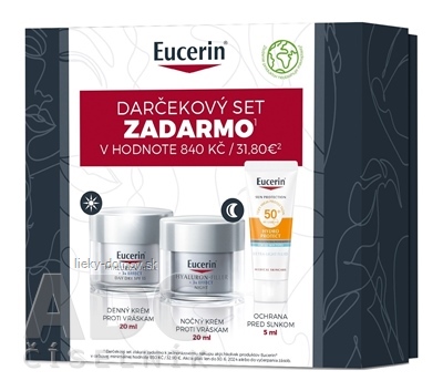 Eucerin DARČEKOVÝ SET 2024 denný krém 20 ml + nočný krém 20 ml + Sun protect SPF50 fluid 5 ml, 1x1 set