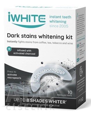 iWHITE DARK STAINS Sada na bielenie zubov aplikátory s mikroperlami s aktívnym uhlím 1x10 ks