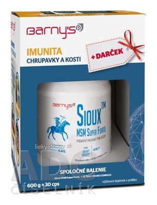 Barnys Sioux MSM Super Forte + Darček ULTRA-C IMUNO COMPLEX cps 30 ks + Sioux prášok 600 g, 1x1 set