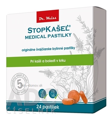 STOPKAŠEĽ Medical pastilky Dr. Weiss pri kašli a bolesti v krku 1x24 ks