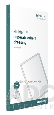 Kliniderm superabsorbent dressing krytie superabsorpčné sterilné 20 x 40 cm, 1x10 ks