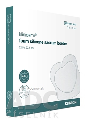 Kliniderm foam silicone sacrum border krytie penové silikónové 22,5 x 22,5 cm, 1x5 ks