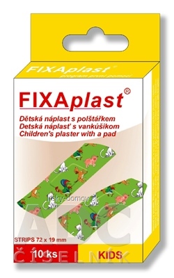 FIXAplast KIDS Detská náplasť strip s vankúšikom 72x19 mm, 1x10 ks