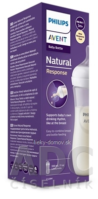 AVENT FĽAŠA Natural Response 330 ml priehľadná, cumlík pre podporu rytmu pitia (3m+) 1x1 ks