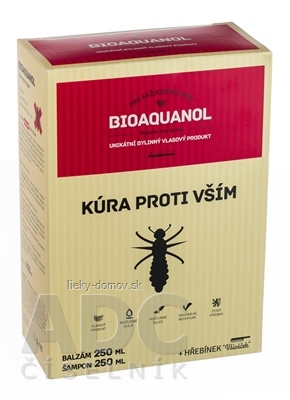 BIOAQUANOL Kúra proti všiam vlasový balzam 250 ml + vlasový šampón 250 ml + hrebeň, 1x1 set