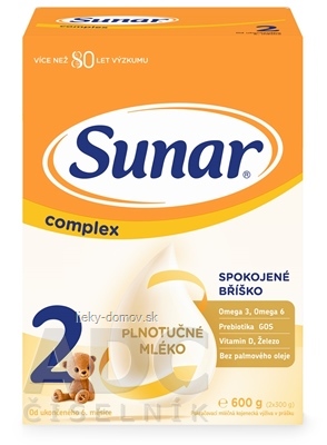 Sunar Complex 2 následná mliečna výživa (od ukonč. 6. mesiaca) 2x300 g (600 g)