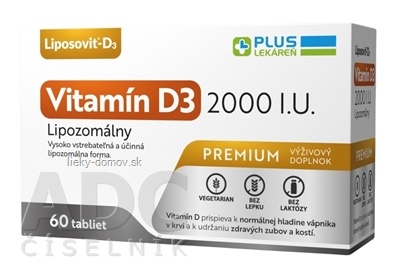 PLUS LEKÁREŇ Lipozomálny vitamín D3 2000 I.U. tbl 1x60 ks