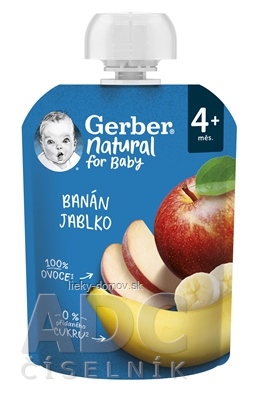 Gerber Natural Kapsička Banán a jablko ovocná desiata (od ukonč. 4. mesiaca) 1x90 g