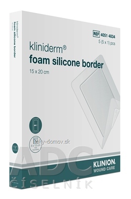 Kliniderm foam silicon border krytie penové silikónové sterilné 15 x 20 cm, 1x5 ks