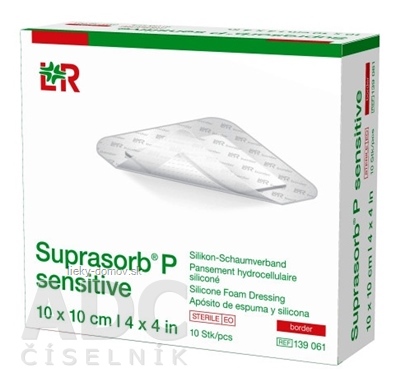 SUPRASORB P SENSITIVE silikónový penový obväz, border, (10x10 cm) 1x10 ks