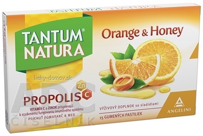 TANTUM NATURA PROPOLIS Zn - Orange & Honey gumené pastilky 1x15 ks