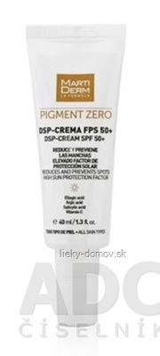 MartiDerm PIGMENT ZERO DSP-CREAM SPF 50+ depigmentačný krém s ochranným faktorom, pre všetky typy pleti 1x40 ml