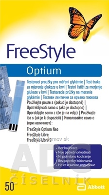 FreeStyle Optium testovacie prúžky do glukomera 1x50 ks