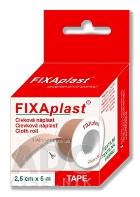 FIXAplast Cievková náplasť textilná 2,5cm x 5m, 1x1 ks