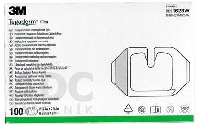 3M TEGADERM Film 1623W 6cm x 7cm, transparentné krytie s rámom, 1x100 ks