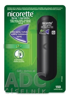 Nicorette Spray 1mg/dávka aer ors 150 dávok (fľ.PET+dávkovač) 1x13,2 ml