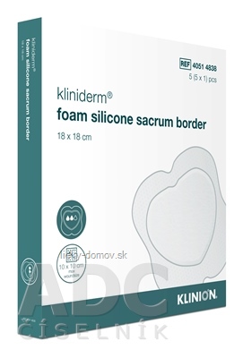 Kliniderm foam silicone sacrum border krytie penové silikónové 18 x 18 cm, 1x5 ks