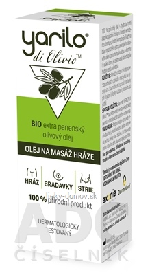 YARILO di Olivio OLEJ NA MASÁŽ HRÁDZE olivový panenský BIO, 1x30 ml