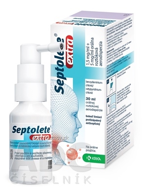 Septolete extra sprej aer ors 1,5 mg/ml + 5 mg/ml (250 vstrekov) 1x30 ml