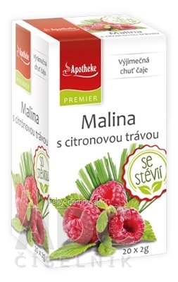 APOTHEKE PREMIER Malina s citrónovou trávou ovocný čaj (so stéviou) v nálevových vreckách 20x2 g (40 g)