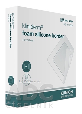 Kliniderm foam silicon border krytie penové silikónové sterilné 10 x 10 cm, 1x5 ks