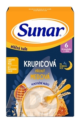 Sunar mliečna KAŠA KRUPICOVÁ Na dobrú noc príchuť medová (od ukonč. 6. mesiaca) 1x210 g